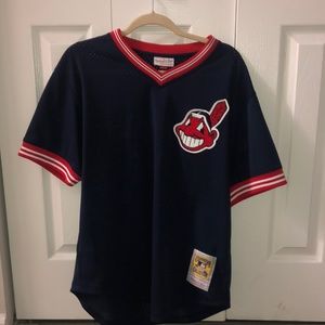 Mitchell & Ness Throwback Joe Carter, Indians jersey. Adult L, navy blue